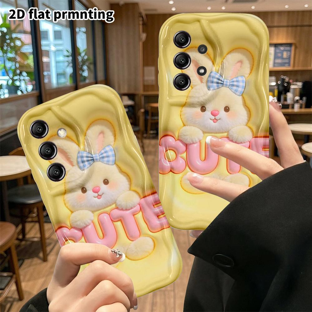 Phone Case: 2D flat, suitable for Samsung Galaxy A34 A35 M05 M06 S20 S22 S21 FE Plus 5G protective case, plush little bunny, perfect Christmas and Hal