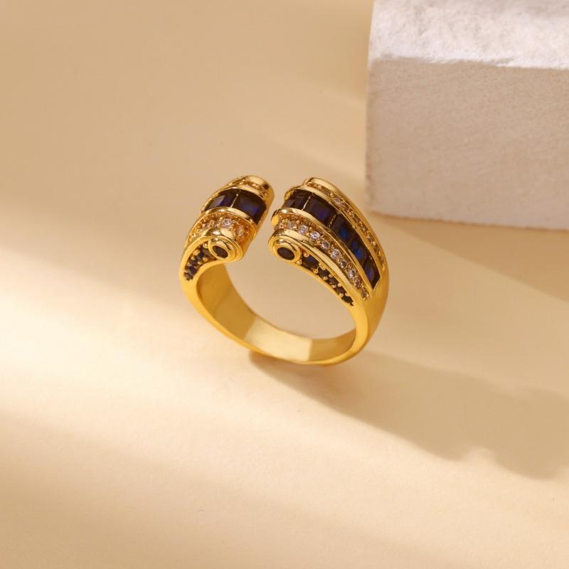 Medieval Bauhinia Flower Zircon Heavy Industry Flower Index Finger Ring Retro Court Style Ring Light Luxury Jewelry New