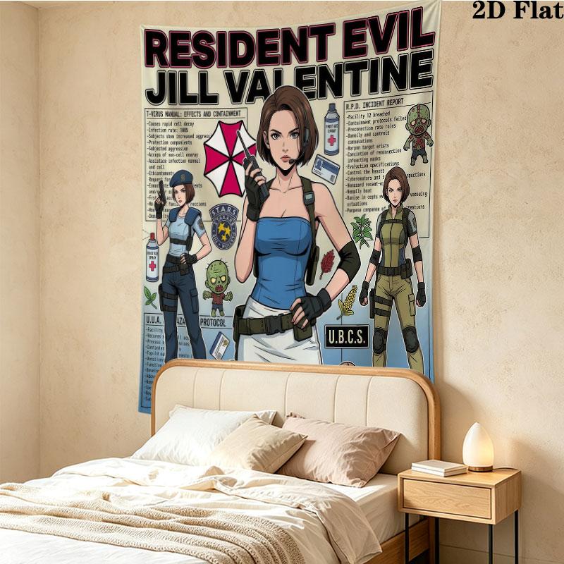 Настенный гобелен Resident Evil Эстетичное настенное панно Печатное тканевое одеяло Декоративные гобелены Для спальни гостиной Домашний декор