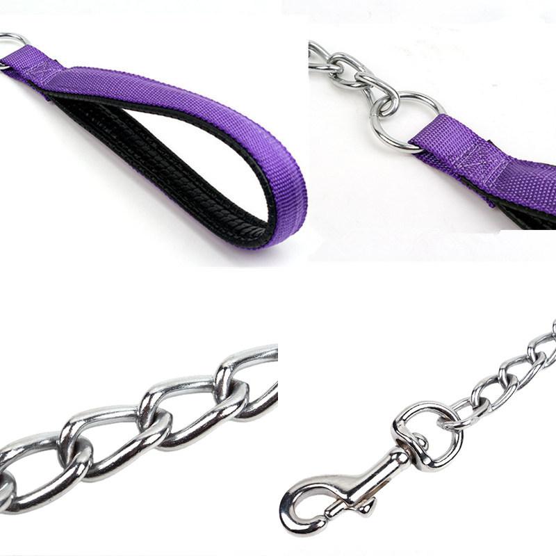 Собачий поводок из нержавеющей стали, короткие поводки для собак, поводки, устойчивые к жеванию, для крупных собак, прогулочная тяговая веревка, нейлоновая цепь для собак, товары для домашних животных