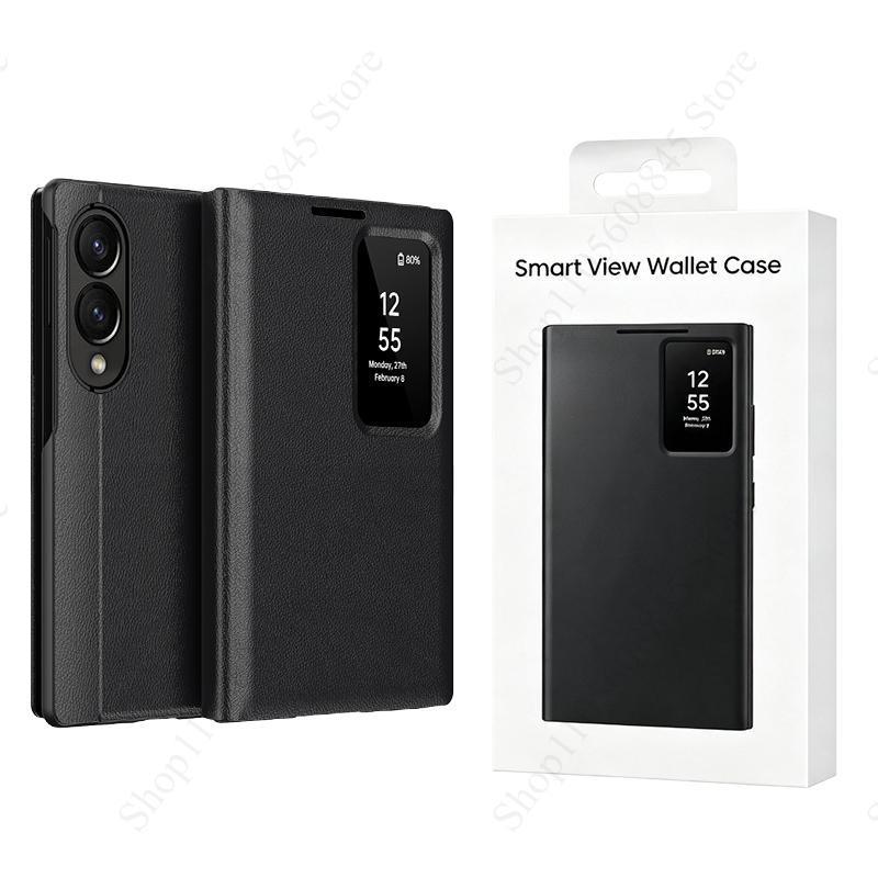 Для Samsung Galaxy Z Fold 8 Ultra 8 7 6 5 4 3 Роскошный чехол-книжка Smart View со слотом для карт, кожаный, противоударный, с подставкой, защитный чехол