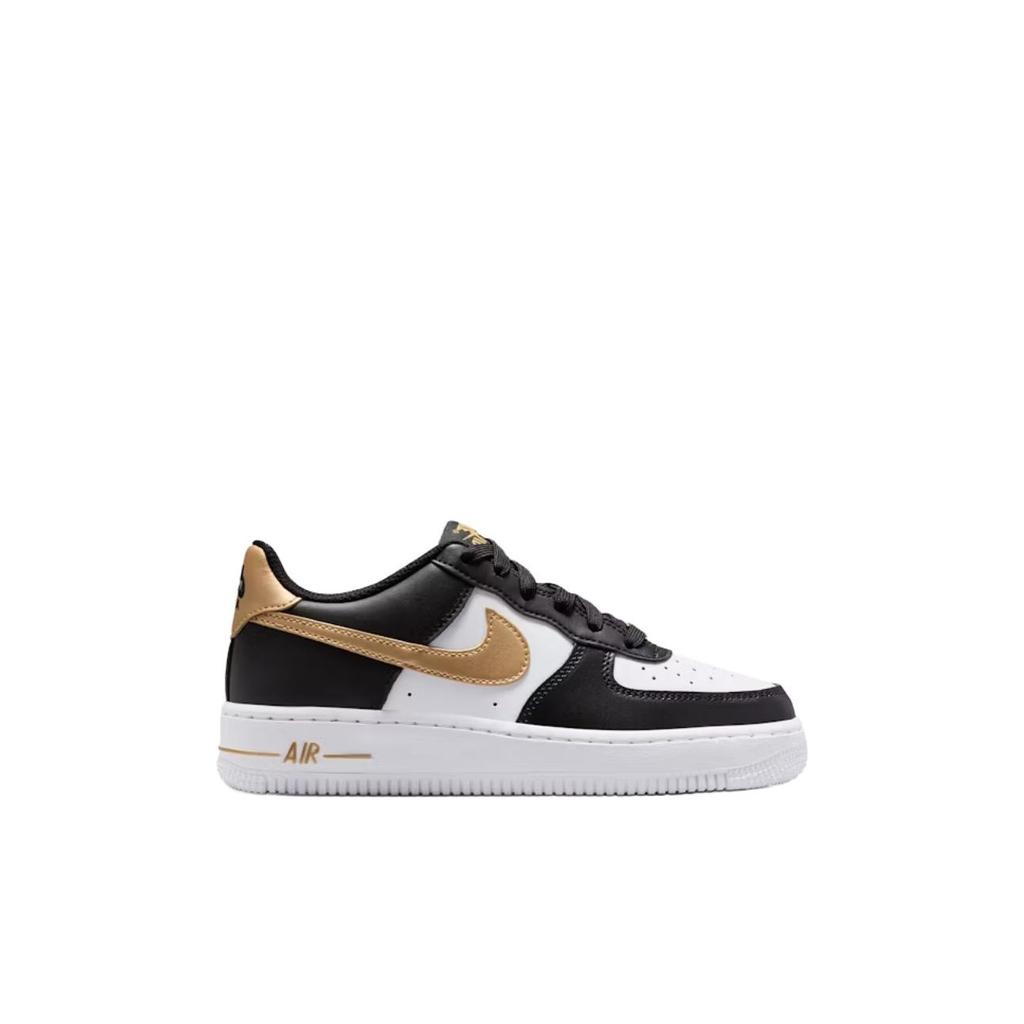 Nike Кроссовки Air Force 1 GS Черные Белые Металлик Золото Детские CT3839-009