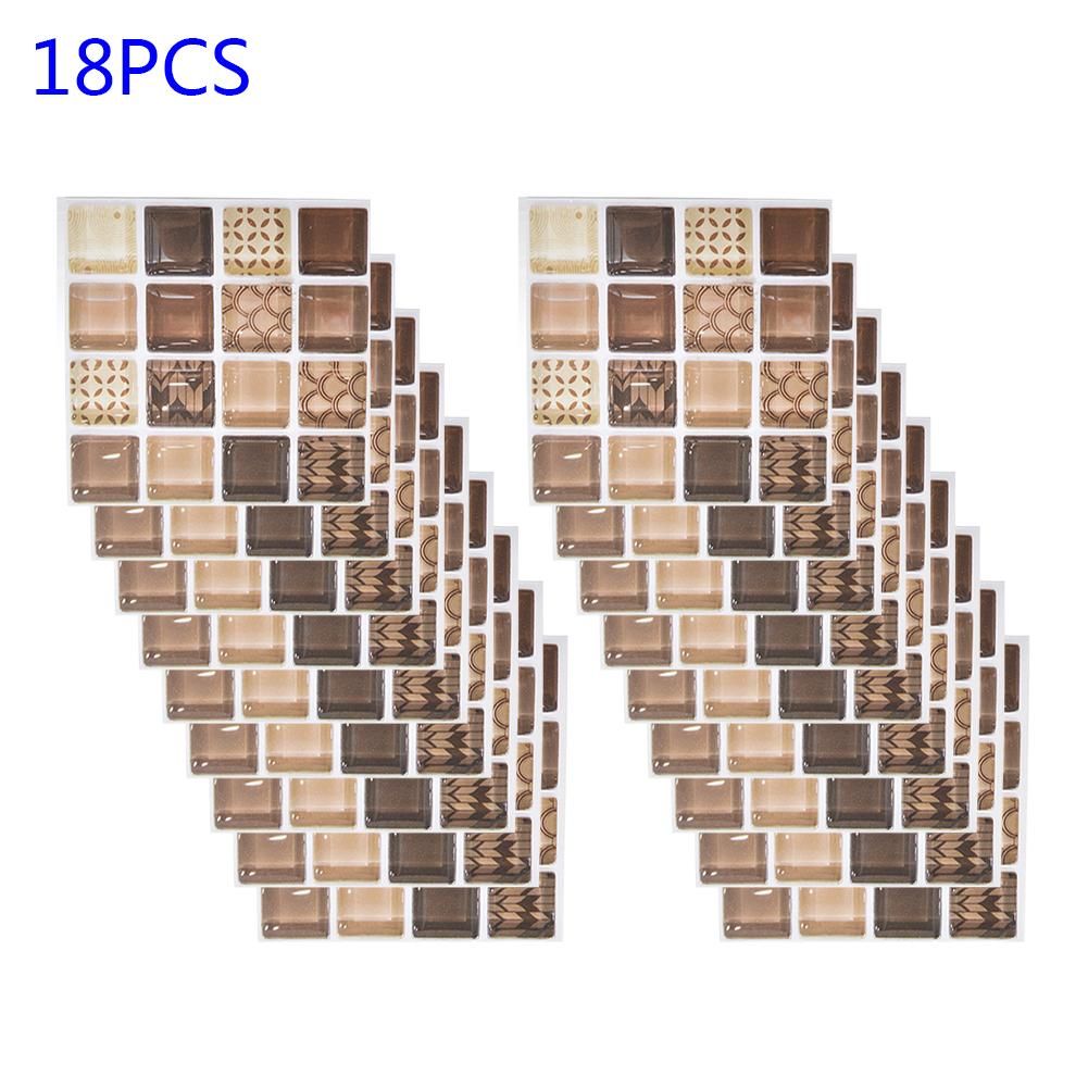 18pcs Simulation Mosaic Tile Wall Stickers Home 10*10cm Waterproof Self-adhesive Bathroom Accessories Decor Hotel Oil Resistant