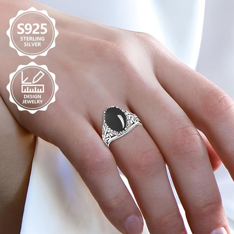 925 sterling silver Antique style Vintage black onyx rings for women Suitable for Daily Wear Birthday Gift Party Wedding Show Anniversary Banquet