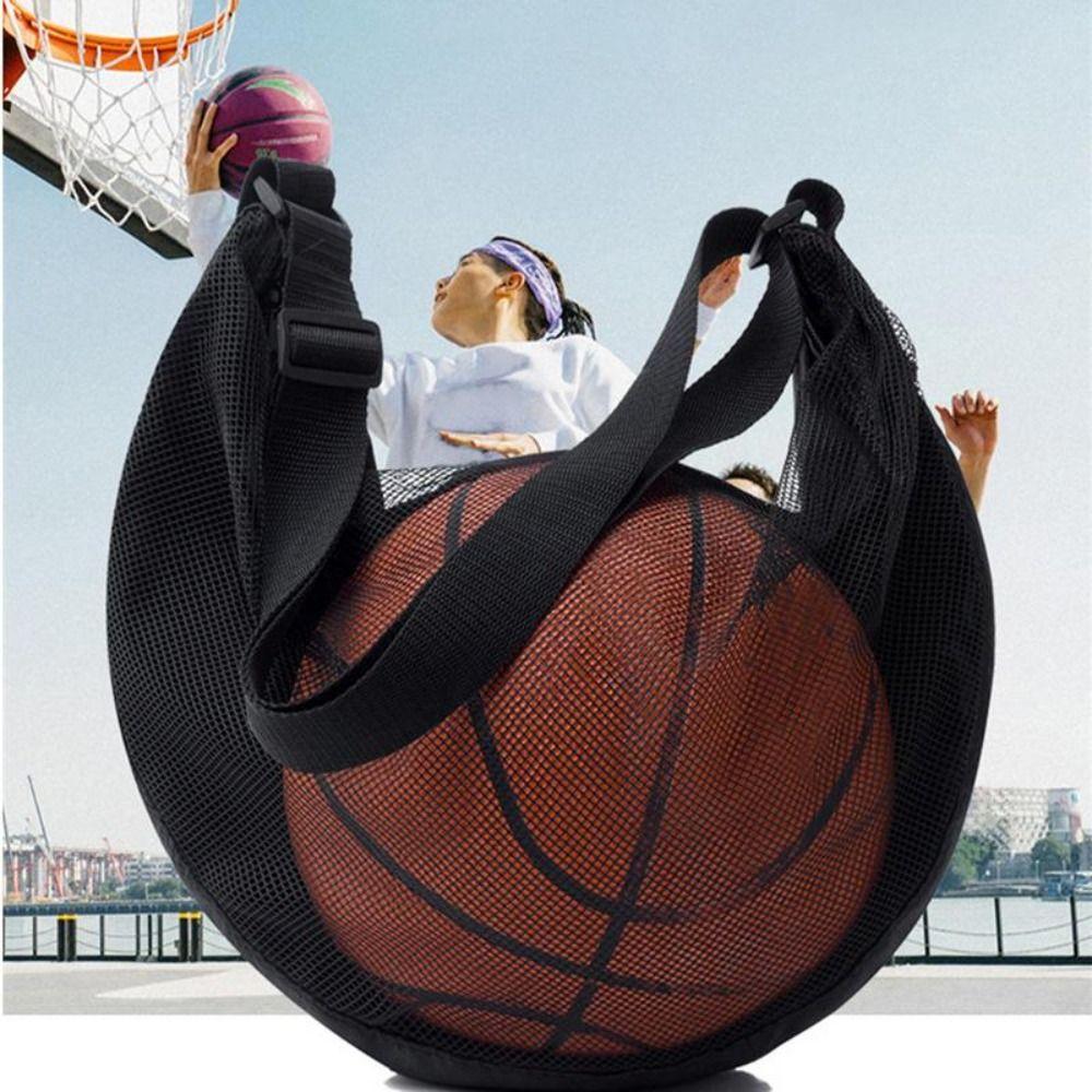 Adjustable Crossbody Ball Bag Single Shoulder Soccer Storage Case Basketball Mesh Bag  Team Work