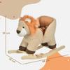 Kids Lion Themed Rocking Horse With Roaring Sound Button Seatbelt Brown