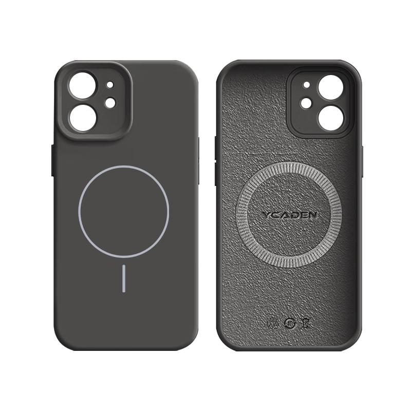 NEYAA Apple iPhone 12 Case Full Coverage Lens Ultra-Thin Magsafe Magnetic Charging Liquid Silicone Shockproof Minimalist Unisex Graphite Black