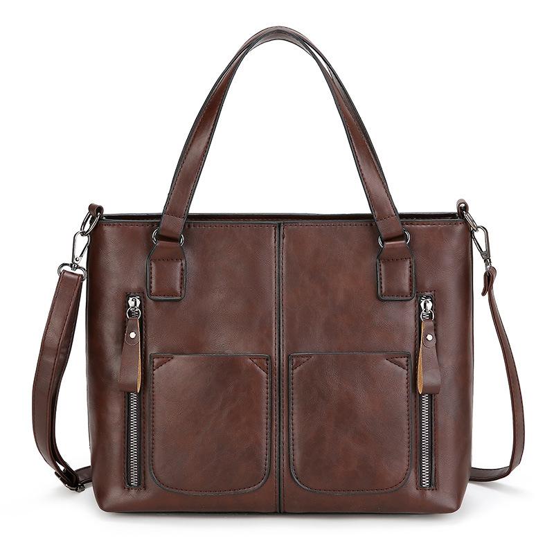 Новая европейская и американская модная сумка через плечо для женщин, большая вместимость, ретро женская сумка-тоут, простая диагональная сумка