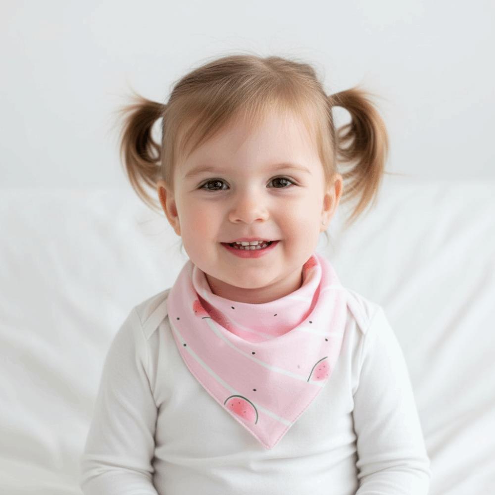 5PCS/SET Triangle Design Cotton Bibs Cartoon Print Feeding Bibs Cute Saliva Towel  Toddler Use