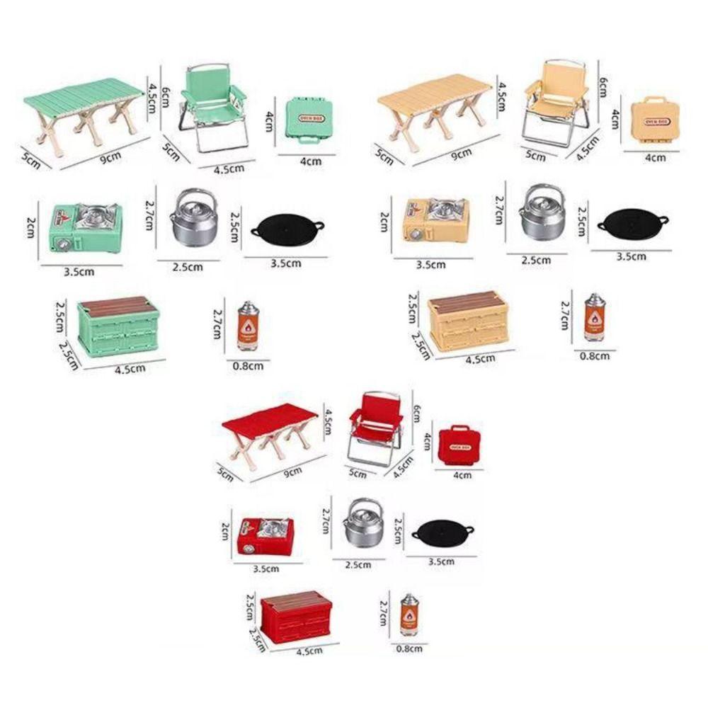 Plastic Mini Camping Chair Desk Set Multicolor Camping Picnic Table Dollhouse Accessories  Gift