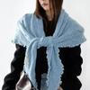 Ruffled Edge Knitting Scarf Soft Breathable Hollow Scarf Triangular Scarf  Spring Autumn Winter