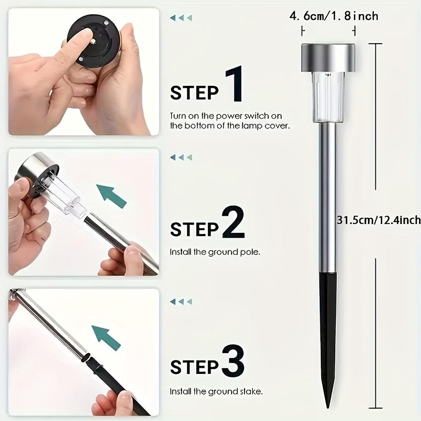 10/30 шт. наружных солнечных ландшафтных газонных светильников, садовые светильники из нержавеющей стали, солнечные садовые светильники для доступа, террас, газонов, вилл, парков и подъездных путей