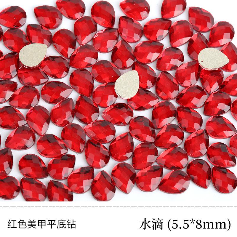 Red Nail Art Jewelry Drill Flat Bottom Special-Shaped Drill Water Drop Horse Eye New Year'S Red Nail Glass Sticker Drill