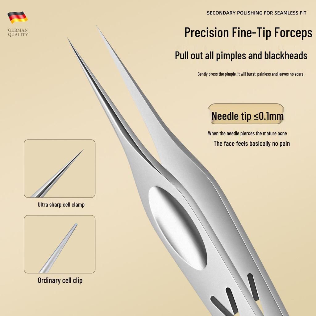 Stainless Steel Ultra-Sharp Blackhead & Acne Tweezers Set: Three-Piece Pimple Removal Tools