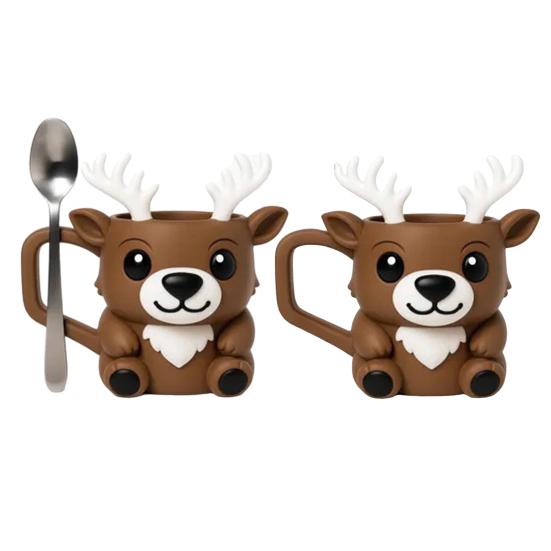 Рождественский олень Держатель пинты мороженого с ложкой Милый животный кулер-рукав Непротекающий Чехол для эскимо Держатель для пивной банки Подарки для любителя оленей