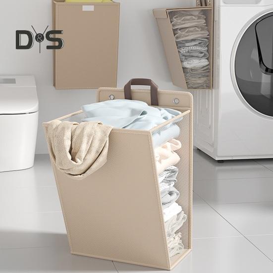 Laundry Storage Bag Clothes Hamper with Lid Dustproof Water Resistant Handle Design Clothes Laundry Basket Wall Hanging Organizer