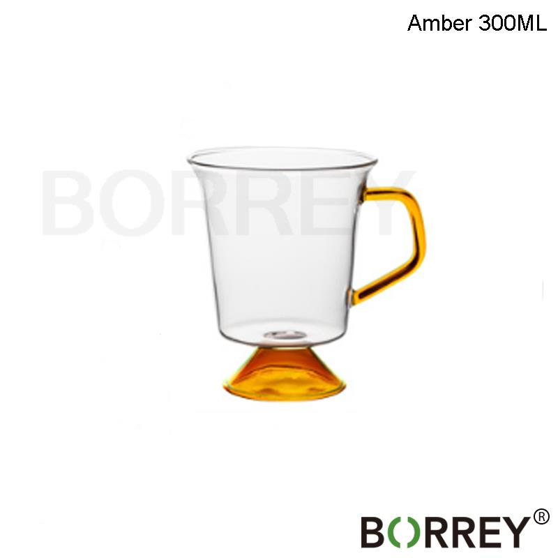 Кофейная кружка BORREY, зеленая стеклянная чашка, чашки для чая с молоком, кружка из янтарного стекла, офисная посуда для напитков, стеклянная чашка для воды, пива, коктейля, 300 мл