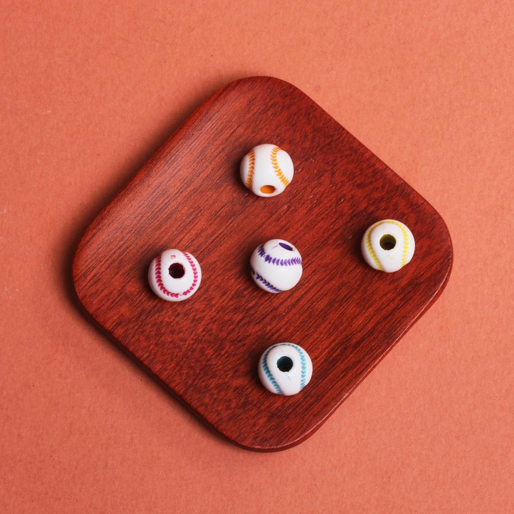 Хорошие подвески, круглые футбольные бусины с отверстием, акриловые, 5 шт., свободные бусины, футбольный мяч, 11 мм, 15,5 мм, баскетбольные браслеты, принадлежности для изготовления ювелирных изделий