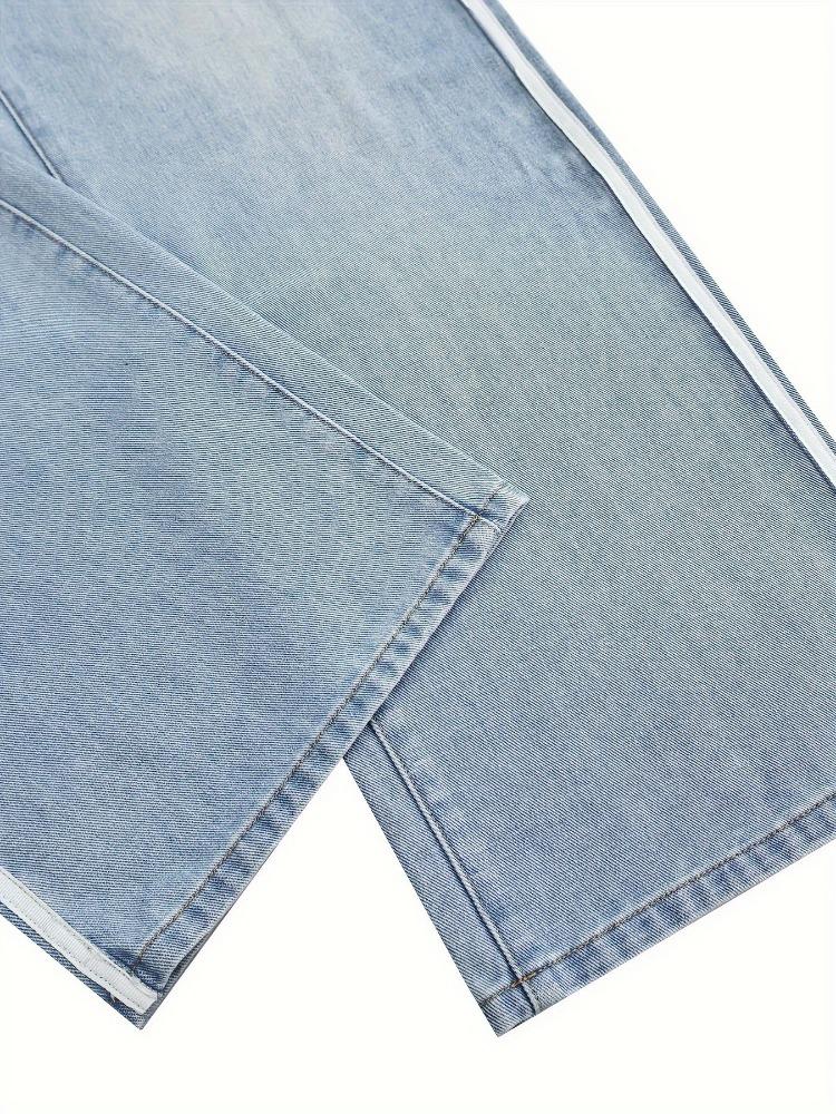 Американские винтажные джинсы свободного кроя, прямые, повседневные, модные, фирменные, вышитые, клеш