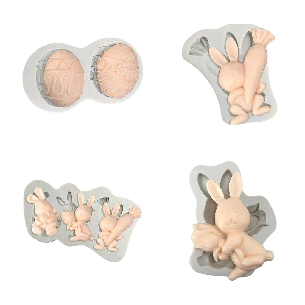 Cute Easter Egg Bunny Fondant Chocolate Mould Cake-Topper Baking Tool Handmade Soap Silicone Ornament Mold Easy To Clean