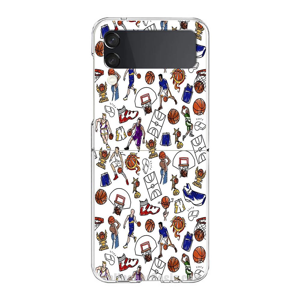 Спортивный чехол для телефона из твердого ПК с футбольным дизайном для Samsung Galaxy Z Flip 6 5 4 Прозрачная крышка для Galaxy Z Flip 3 Ударопрочные Fundas Capas