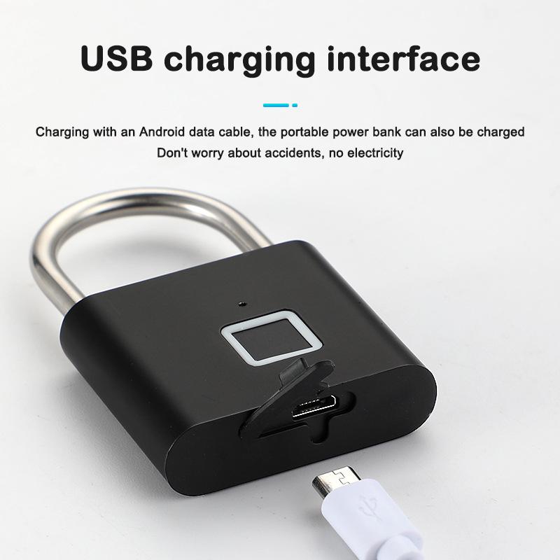 PRAYKUBE P2 Smart Fingerprint Padlock Waterproof Zinc Alloy Biometric Padlocks With Buit-in Rechargeable Battery USB Charge