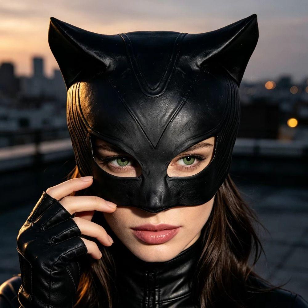 Fancy Prom Cat Women Mask BlackCosplay Half-Face Mask Cat Ear Mask Halloween Festival Party Mask
