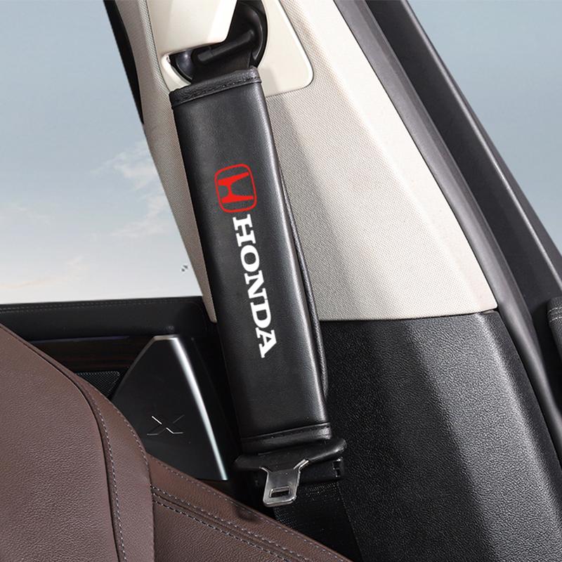 AAADE1 2Pcs PU Leather Car Seatbelt Shoulder Pad Protect Cover For Honda Civic Fit Jazz Accord Pilot CRV Odyssey Passport City Shuttle