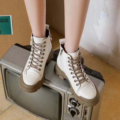 Высококачественная женская обувь, женские ботинки с боковой молнией, модные современные ботинки со шнуровкой спереди, женские новые ботильоны с круглым носком