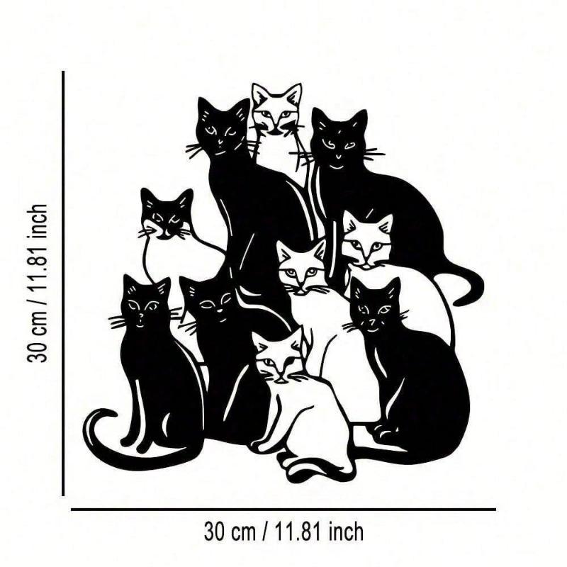 A Group Of Cats Minimalist Metal On Wall Art - Modern Home Decor For Bedroom, Living Room, Or Bathroom.