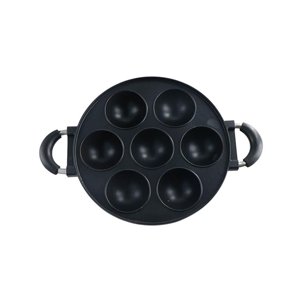 Aluminum 7-Hole Cake Cooking Pan Anti-scald Handle Cake Ball Plate Grill Pan Takoyaki Maker Scones