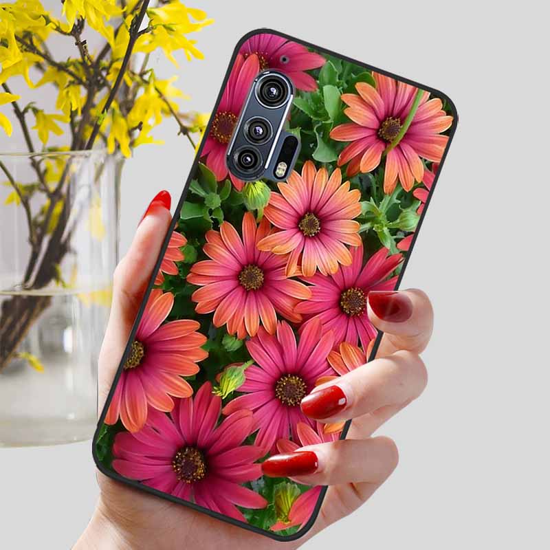 For Moto Edge Plus 2020 Case 6.7'' Flowers Soft TPU Beautiful Phone Cases for Motorola Edge+ 2020 Protect Silicon Bumper Cover