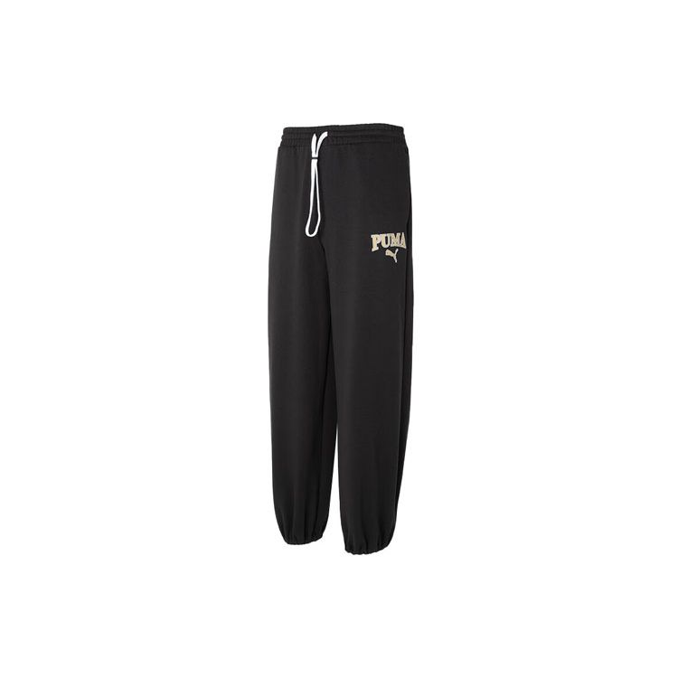 Puma Letter Logo Print Breathable Knitted Running Training Pants Unisex Pants Black 682928-01