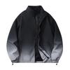 Mens Gradient Color Casual Stand Collar Jacket Loose Fit Outerwear Youth