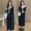 Korean Style Loose Knit Sweater Dress with Lotus Leaf Collar for Pregnant Women