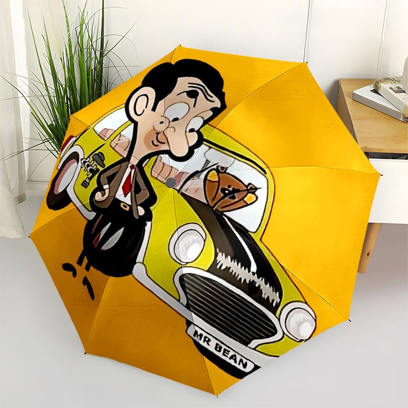 1PC Mr Bean Automatic Open/Close, 8-Rib Durable Frame Compact Travel Umbrella for Men & Women S1222012