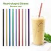 Portable Stainless Steel Heart-shaped Drinking Straw Reusable Straw Metal Straws Bar Tool