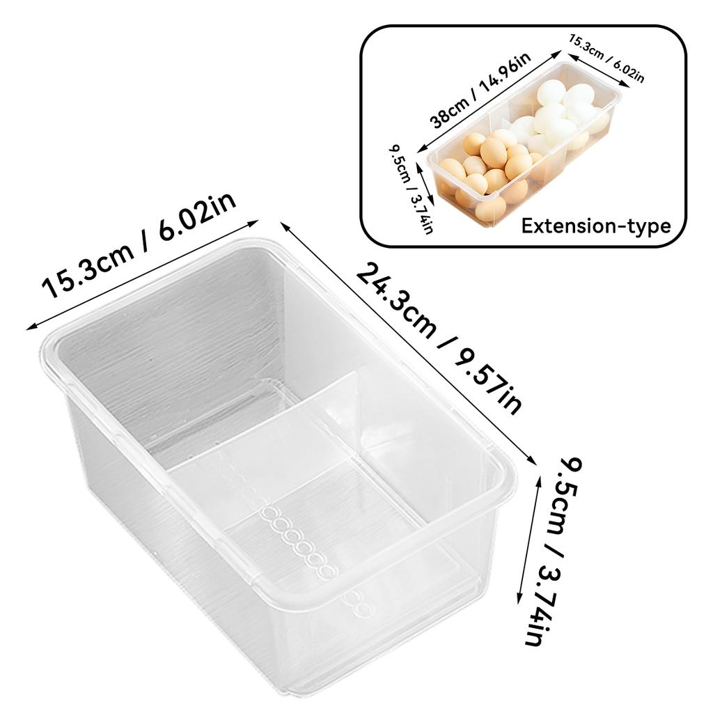 Expandable Refrigerator Plastic Storage Box With Partition Fruit Vegetable Storage Container Egg Box Kitchen Organizer