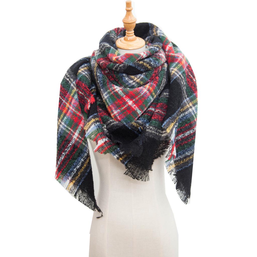 Women's Shawl New Scarf Autumn and Winter Large Plaid Triangle Scarf