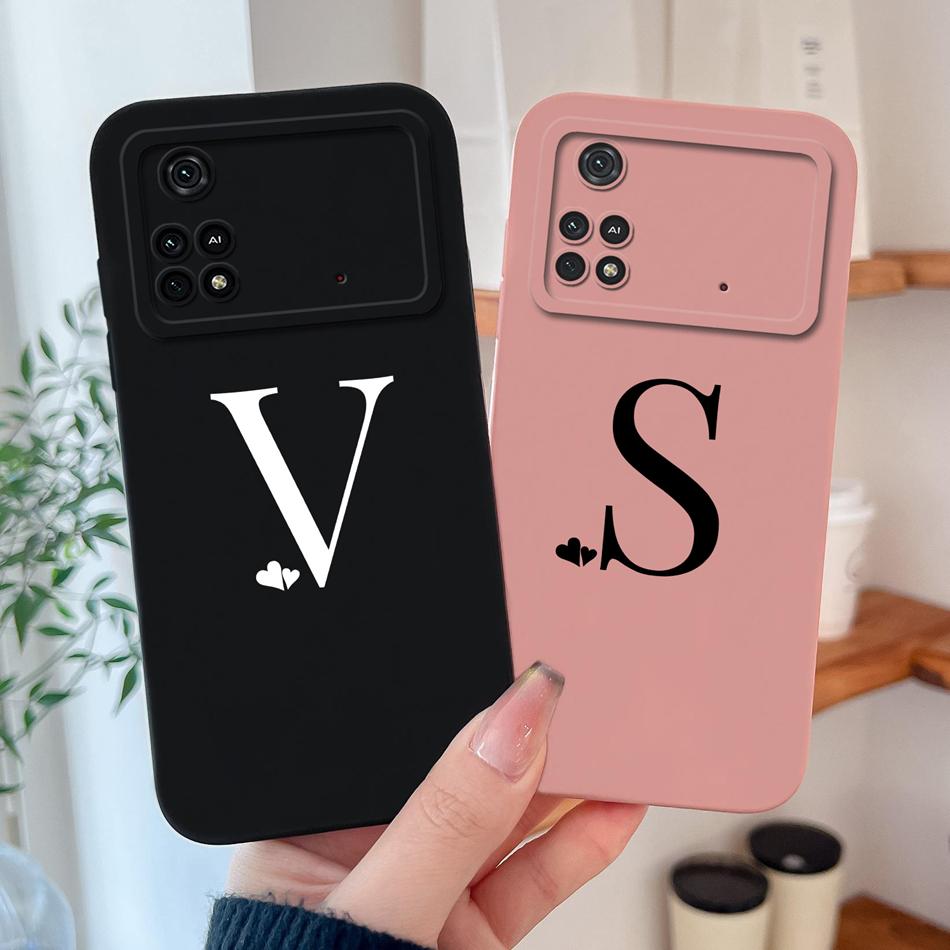 Чехол для Poco M4 Pro 4G 5G Модный с буквами Задняя крышка для Poco M 4 Полная защита Мягкий жидкий силикон Простой протектор для телефона
