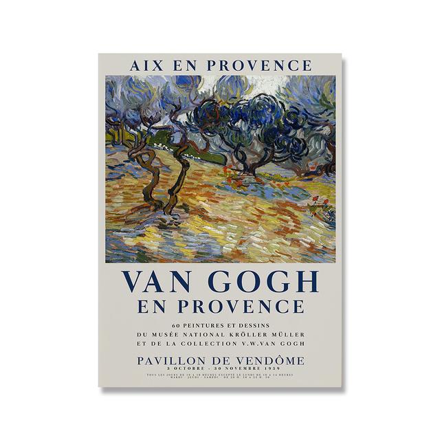 Famous Van Gogh Artist Starry Sky Oil Painting Sunflower Exhibition Poster Flower Natural Wall Art Canvas Painting Home Decor No Frame