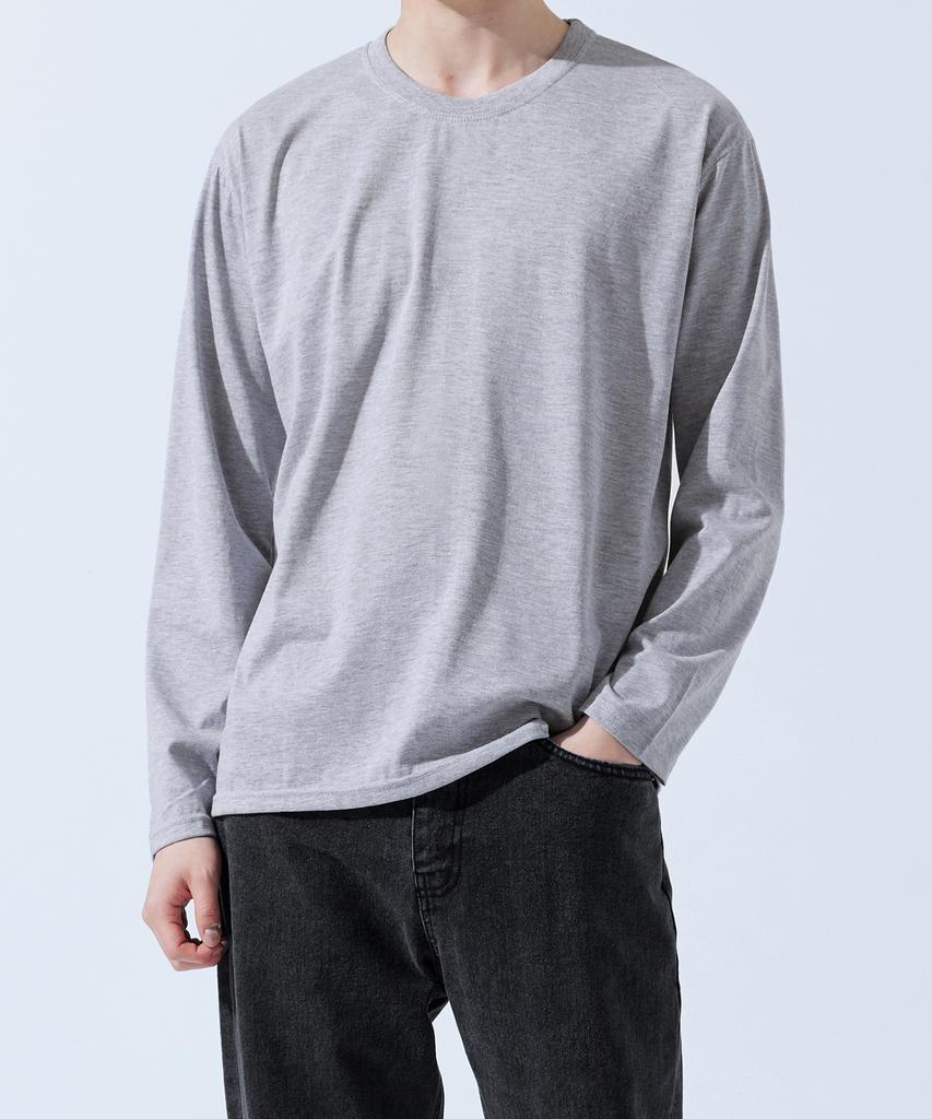 TOPBOY Basic Standard Fit 30-Count Plain Long Sleeve T-Shirt Gray