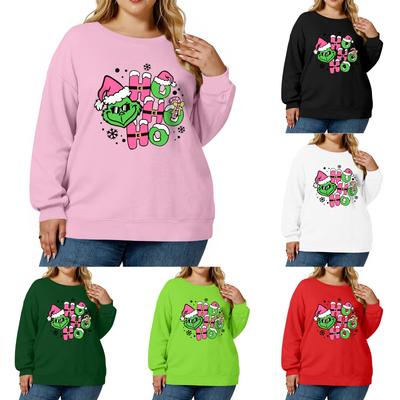 Женский модный повседневный пуловер большого размера с длинным рукавом и принтом