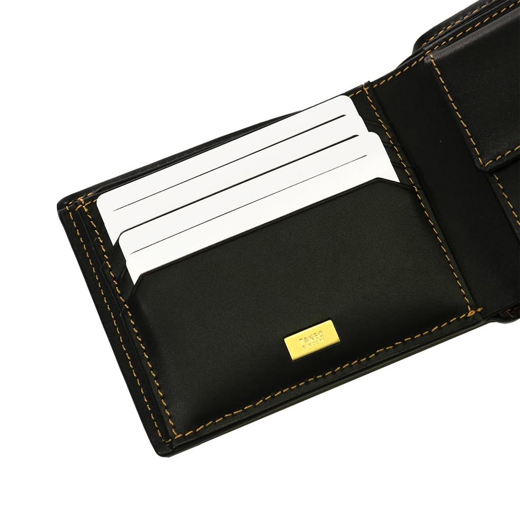 Кошелек двойного сложения из натуральной кожи Panama Custom Color Our Limited Black Gold 729624 Black x Gold [Takeokikuchi] Мужской [28]