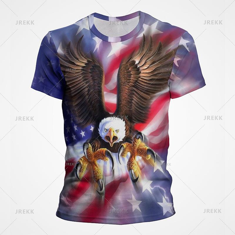 Футболки в уличном стиле с принтом американского орла и ястреба Белая голова морского орла с графическим принтом, полностью покрытая футболка Breathe Casual с коротким рукавом