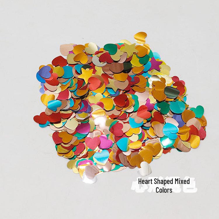 Heart-Shaped Transparent Latex Balloon with Star Sequin Confetti