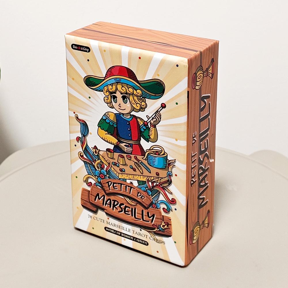 Petit De Marseilly Tarot Deck, 12*7cm 78 Pcs Cute Chibi Marseille Tarot Cards in Rigid Box Double-embossed Cardstock
