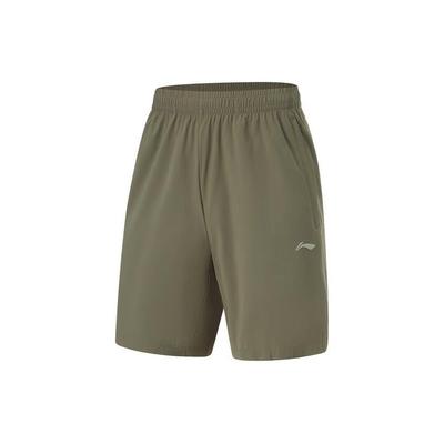 Li Ning Fitness Series однотонные эластичные быстросохнущие трикотажные спортивные шорты мужские шорты цвета милитари-зеленый AKYU353-8