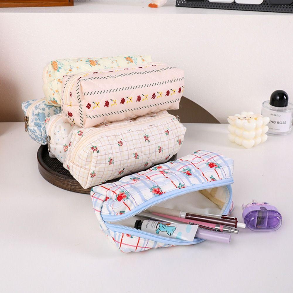 Cotton Pencil Case Portable Stationery Pouch Zipper Design Pen Bag  Back To School Gift