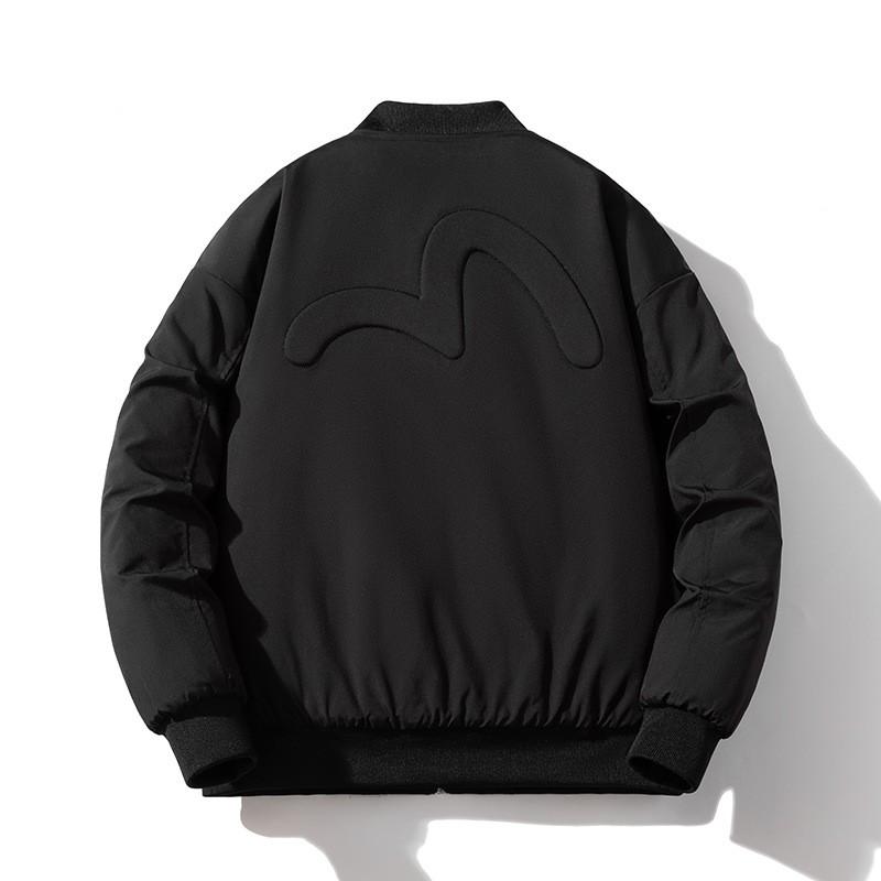Mens Casual Bomber Jacket With Embroidery Warm Cotton Blend Outerwear Youth Streetwear